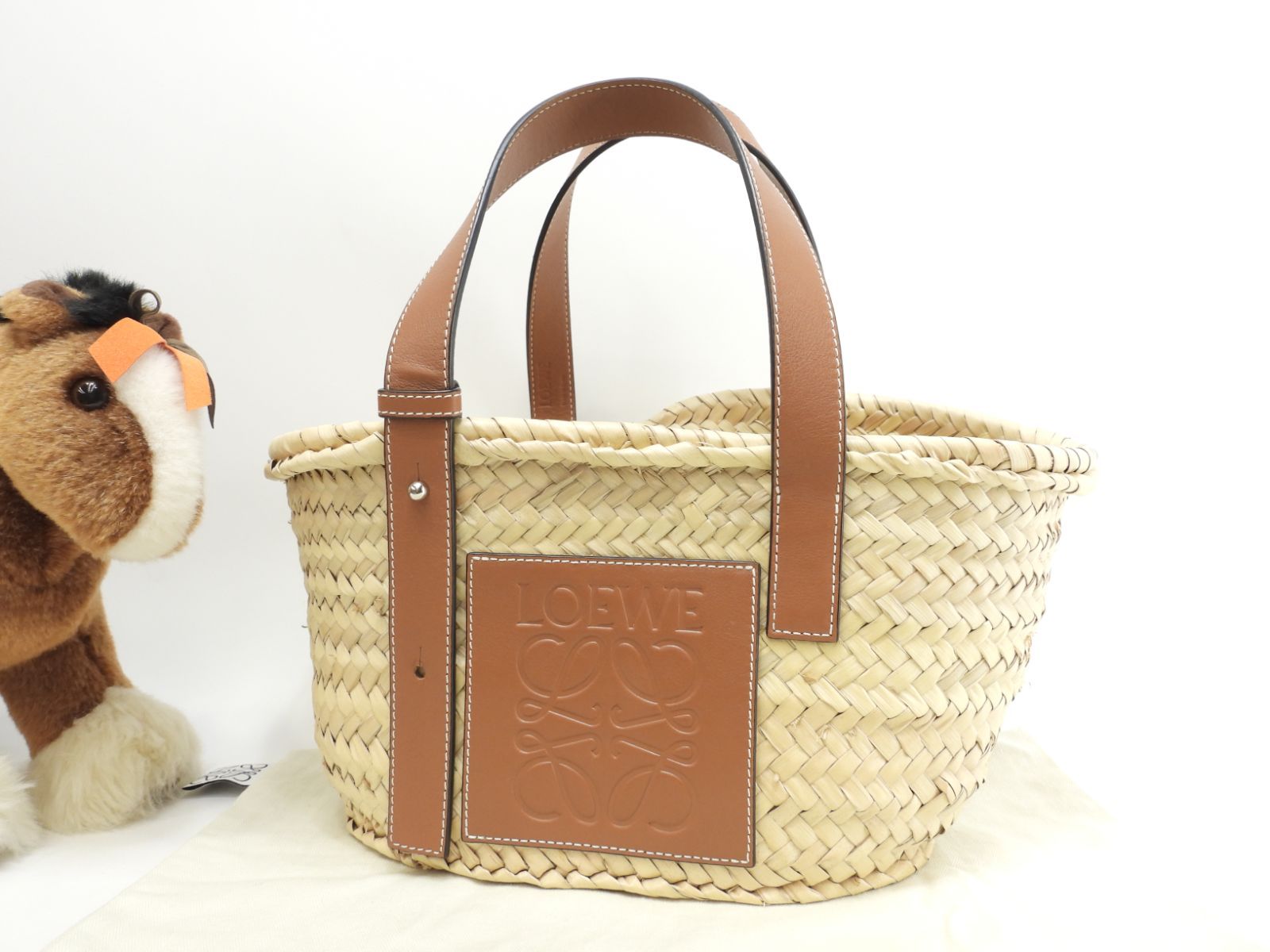 ロエベ バスケット小 カゴバッグ ナチュラル/タン ハンドバッグ 美品