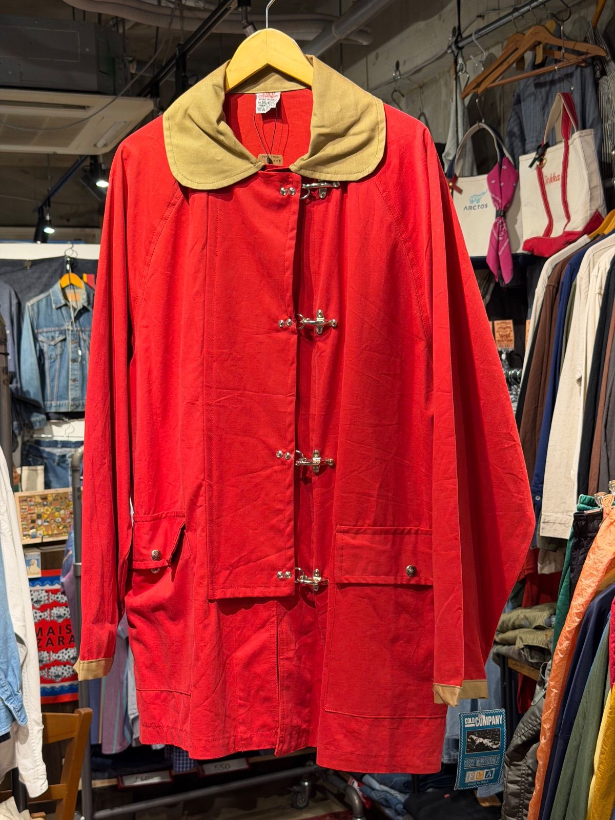 【 dead stock / Fireman Jacket 】 MADE IN ITALY　デッドストック　ファイヤーマンジャケット　COLD COMPANY　赤　レッド　コットン　薄地　《 size 42 》