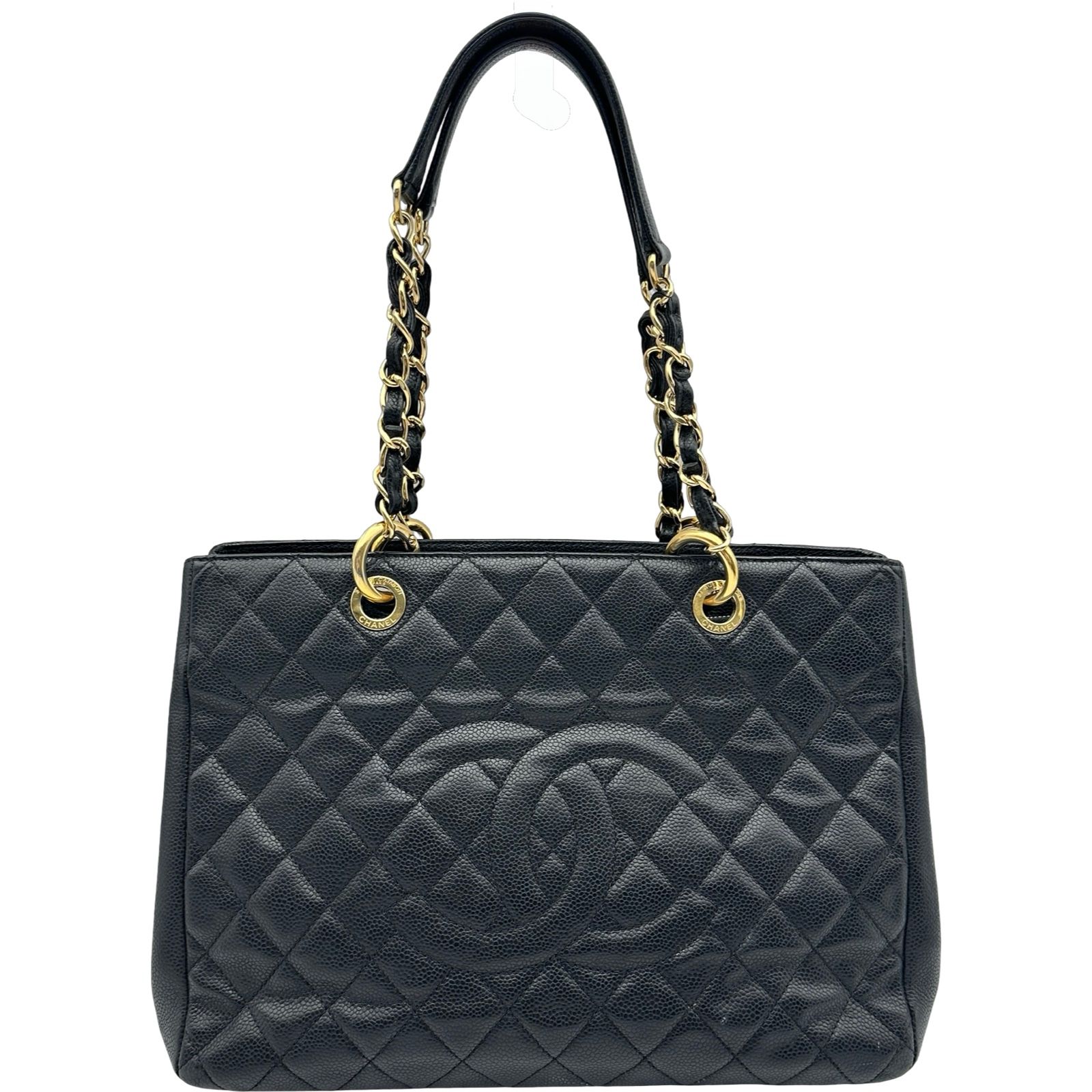 シャネル CHANEL GST チェーントートバッグ A50995 19番台 ブラック ゴールド金具 キャビアスキン レディース トートバッグ