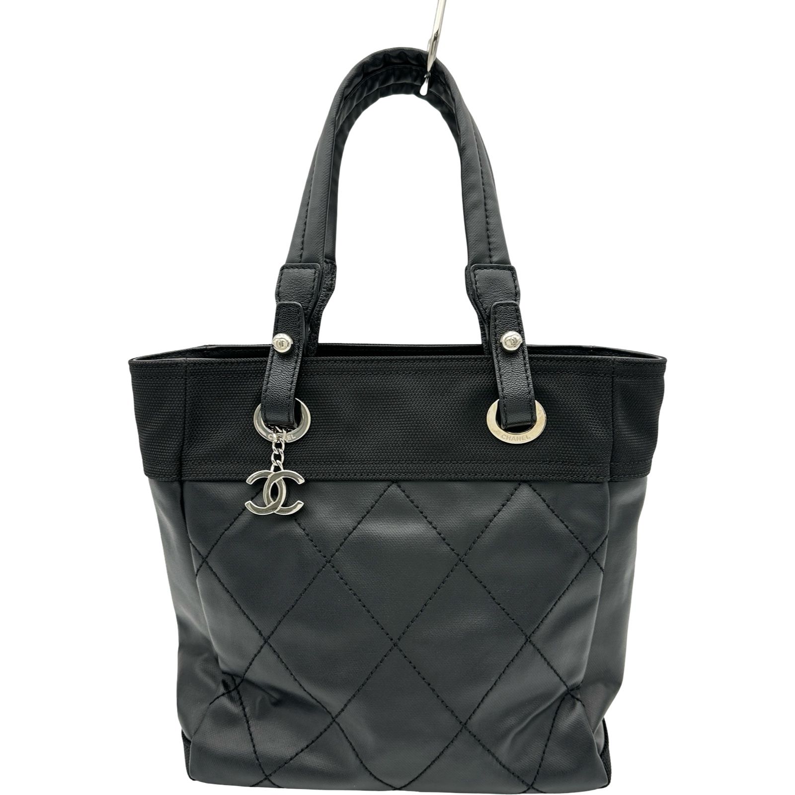 シャネル CHANEL パリビアリッツトートPM A34208 12番台 ブラック コーティングキャンバス レディース トートバッグ
