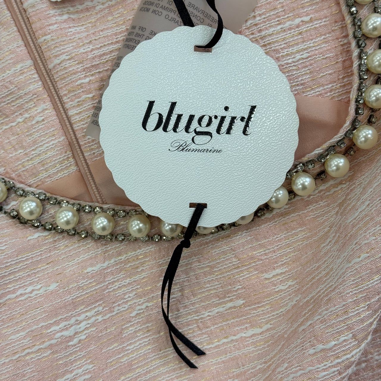 BLUGIRL BLUMARINE ノースリーブワンピース 蝶柄 38 ビジュー blugirl Blumarine ノースリーブ ワンピース ビジュー ツイード調