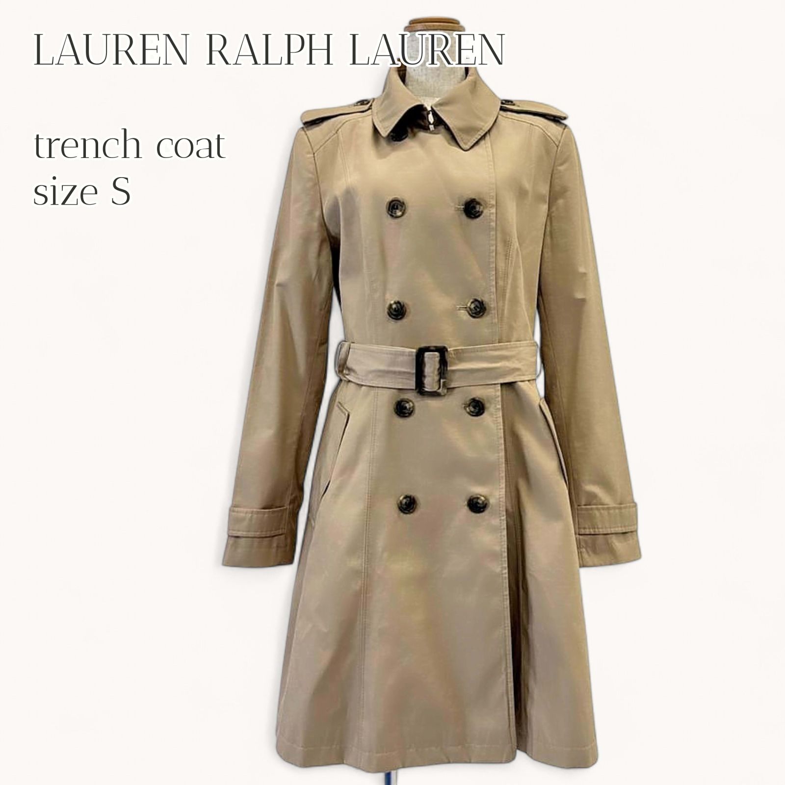 LAUREN RALPH LAUREN トレンチコート S ベージュ ベルト付き レディース ラルフローレン