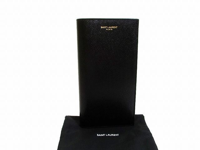 サンローラン Saint Laurent YSL ロゴ レザー コンチネンタルウォレット 2つ折り 長財布 メンズ 【新品同様】