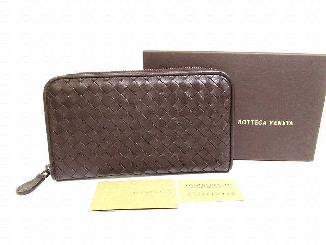 ボッテガヴェネタ BOTTEGA VENETA イントレチャート カーフスキン ジップアラウンドウォレット ラウンドファスナー 長財布 メンズ レディース 【未使用保管品】