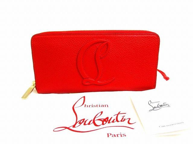 クリスチャン ルブタン Christian Louboutin By My Side ロゴ レザー ラウンドファスナ― 長財布 メンズ レディース 【新品同様】