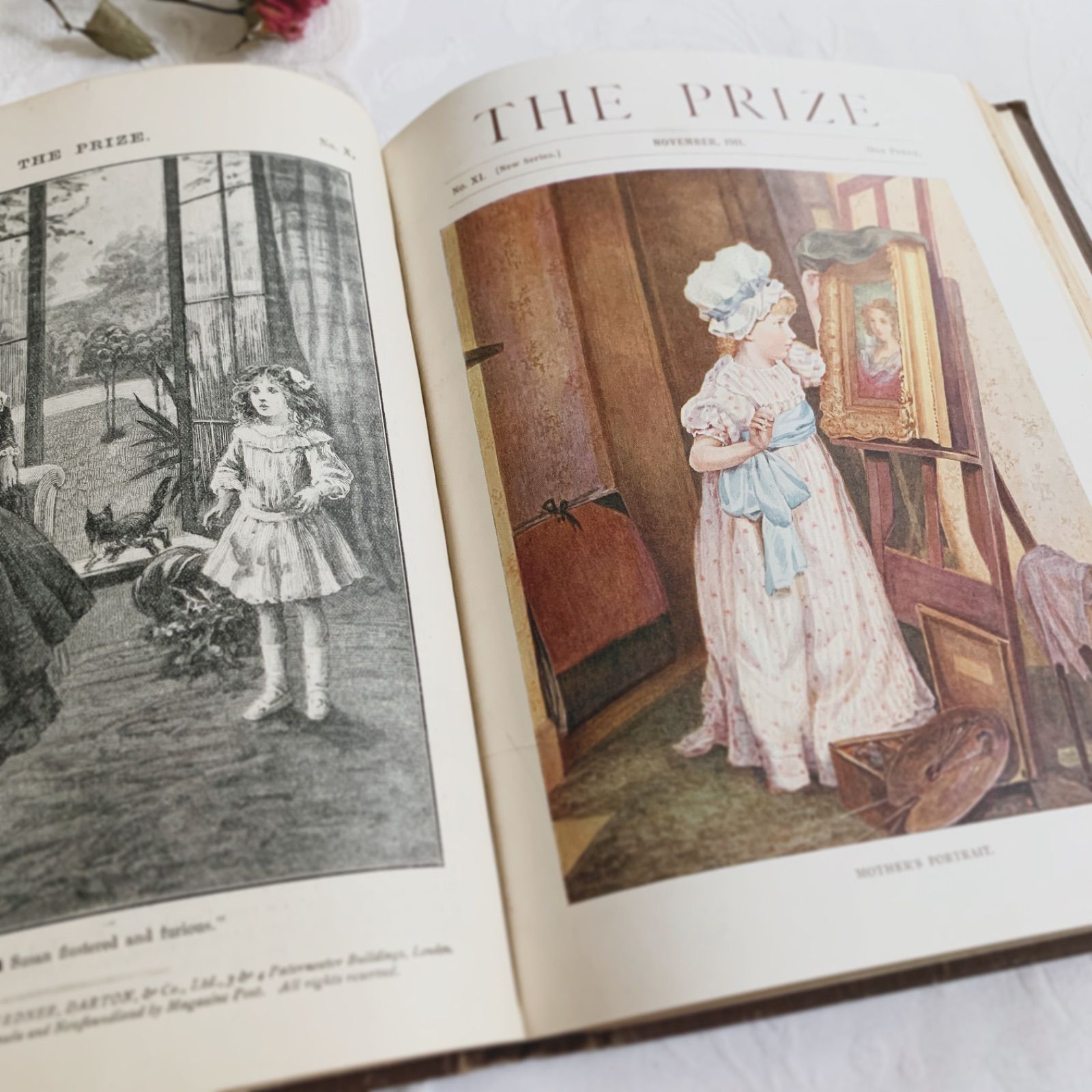 1911-1912年 英国アンティーク児童書-カラー&モノクロ挿絵を眺める- THE PRIZE/アンティーク洋書/古書/アンティーク絵本/アンティーク本/ビクトリアン/ディスプレイ洋書/ブロカント