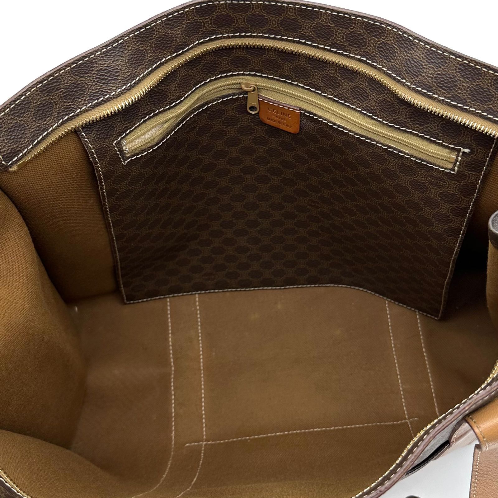 CELINE セリーヌ マカダム ラージ トートバッグ PVC ブラウン ゴールド金具 ショルダー ユニセックス ヴィンテージ