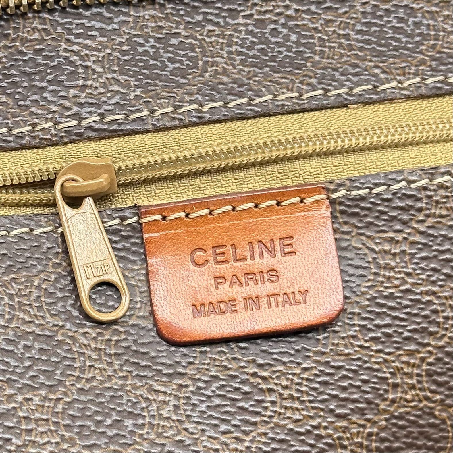 CELINE セリーヌ マカダム ラージ トートバッグ PVC ブラウン ゴールド金具 ショルダー ユニセックス ヴィンテージ