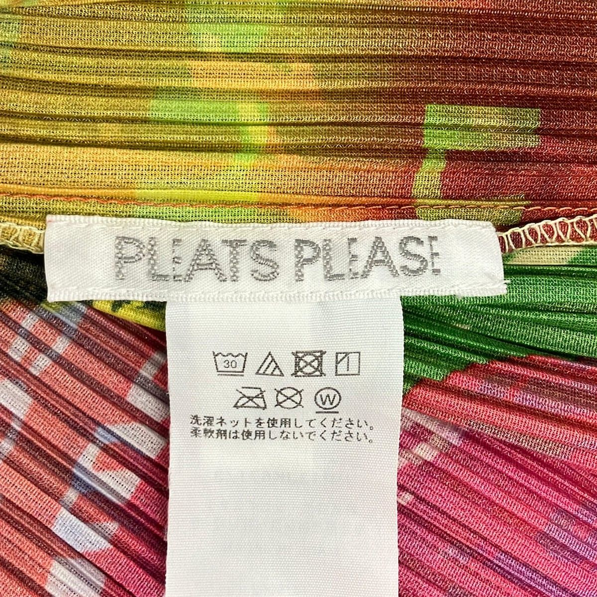 PLEATS PLEASE(プリーツプリーズ) 半袖カットソー サイズ3 L レディース美品 - オレンジ×ネイビー×マルチ クルーネック/プリーツ