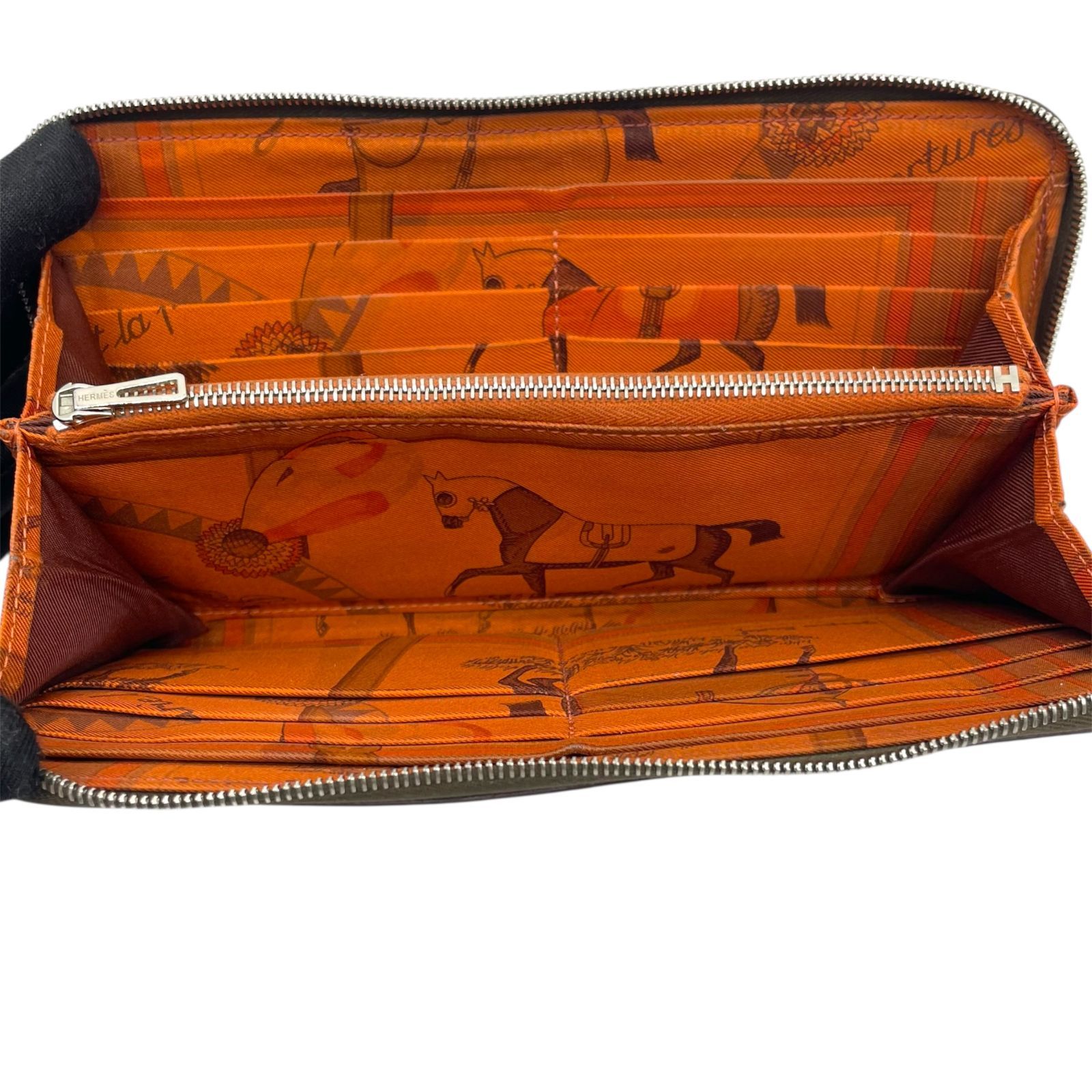HERMES アザップ シルクイン 長財布 ラウンドファスナー オレンジ HERMES エルメス アザップロング シルクイン □N刻印 長財布 ラウンド