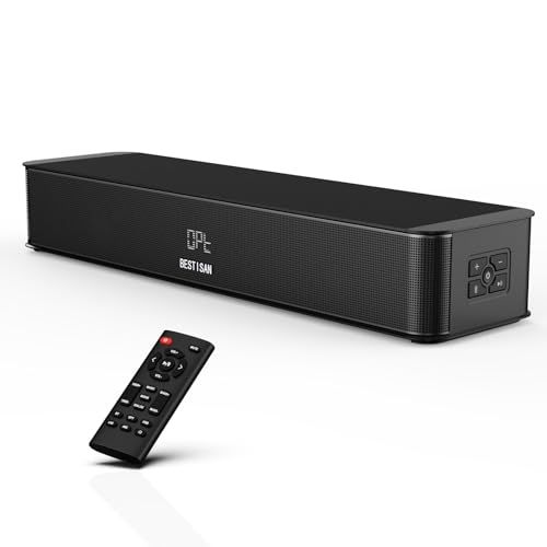★新品★BESTISAN 2.1chサウンドバー 42センチ テレビ用サウンドバー PC用スピーカー 重低音強化型 Soundbar 底部サブウーファー付きHDMI(ARC)/Bluetooth/USB/デジタル/AUX/対応 SE01 ブラ 353630b3
