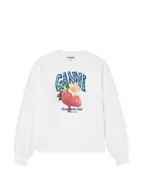 GANNI プリントコットン Tシャツ 送料無料