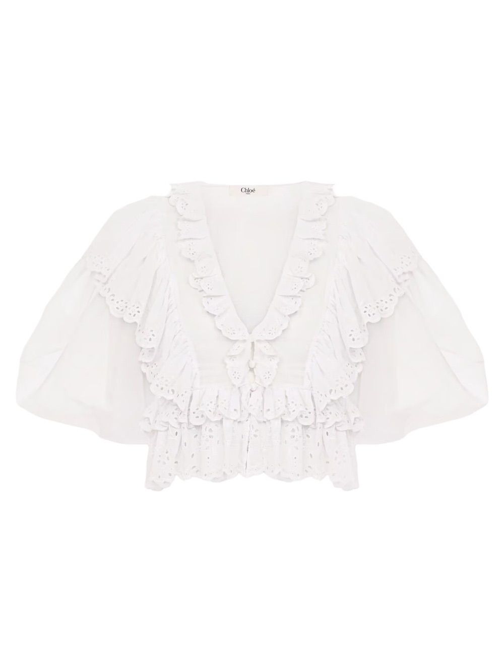 CHLOÉ クロップフリルトップ 送料無料