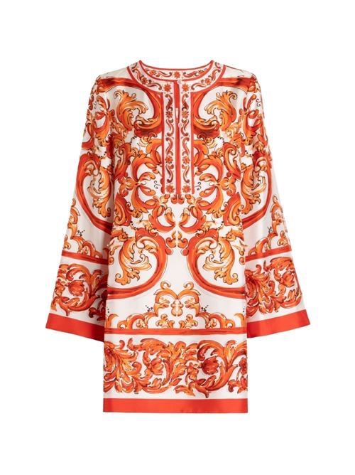 DOLCE & GABBANA MAIOLICA プリント ミニドレス 送料無料