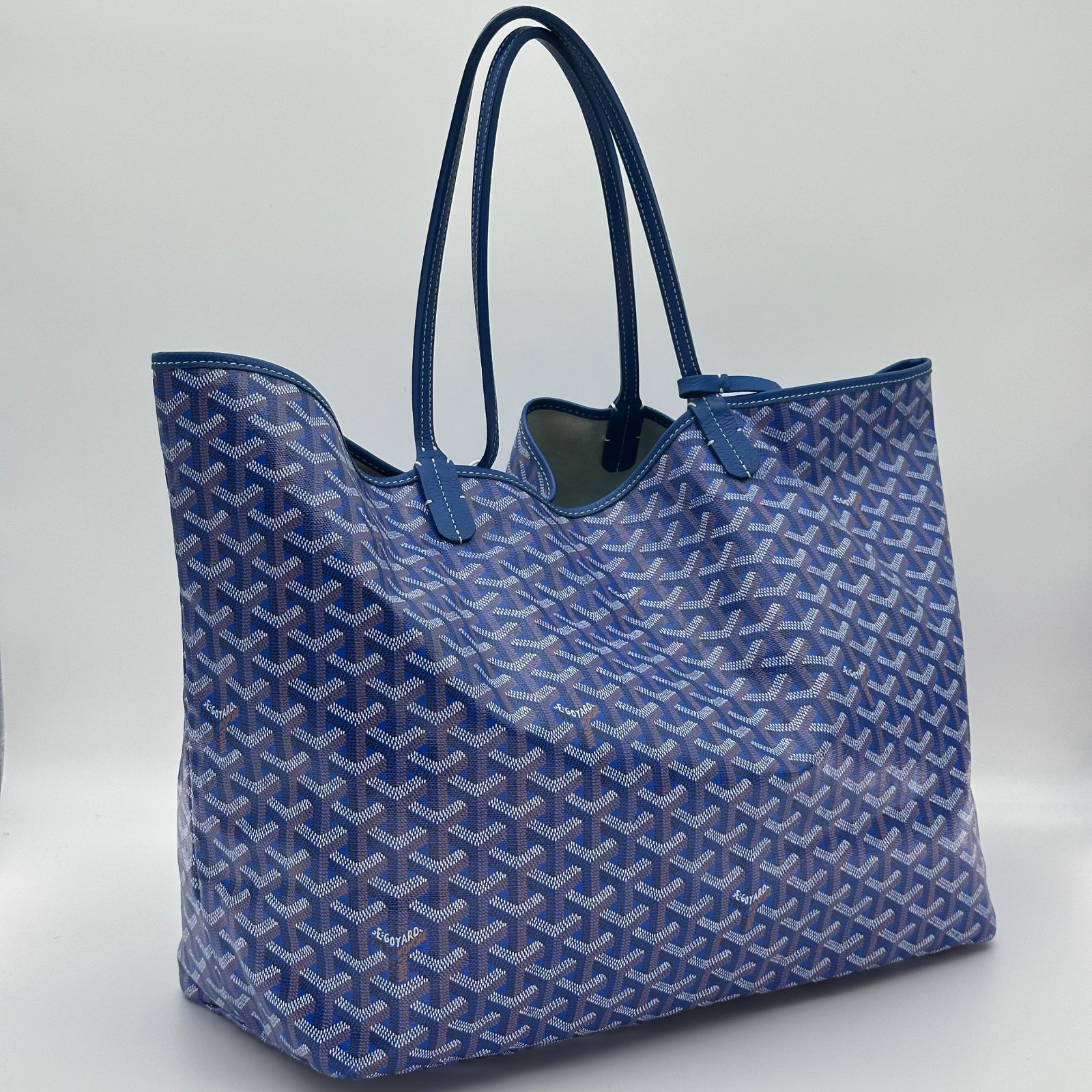 GOYARD ゴヤール サンルイ トートバッグ GM ブルー ポーチ付き GOYARD ゴヤール サンルイ GM ブルー トートバッグ ポーチ付き
