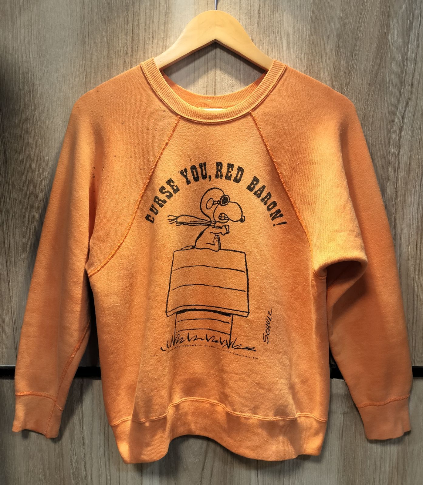 【PEANUTS】60's MAYO SPRUCE「RED BARON」 スウェット USA製 オレンジ
