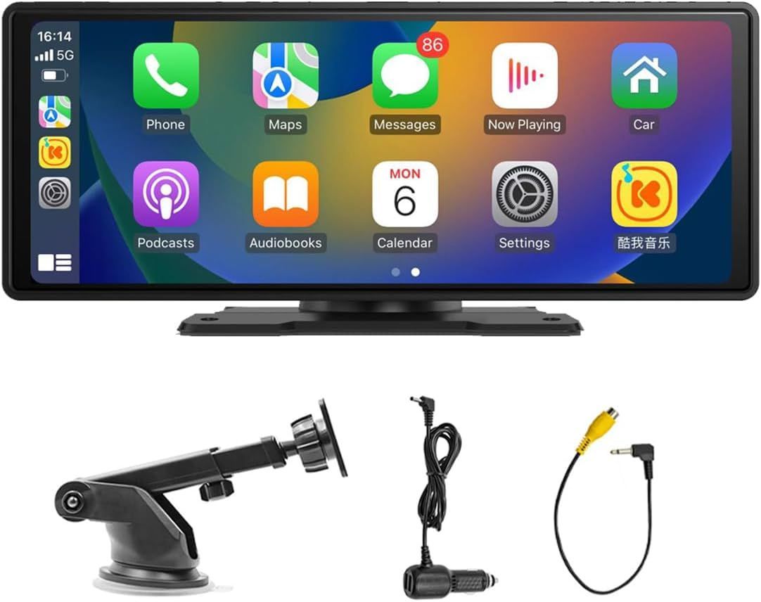 9.3インチ ポータブルカーステレオ IPS タッチスクリーン CarPlay Android Auto対応