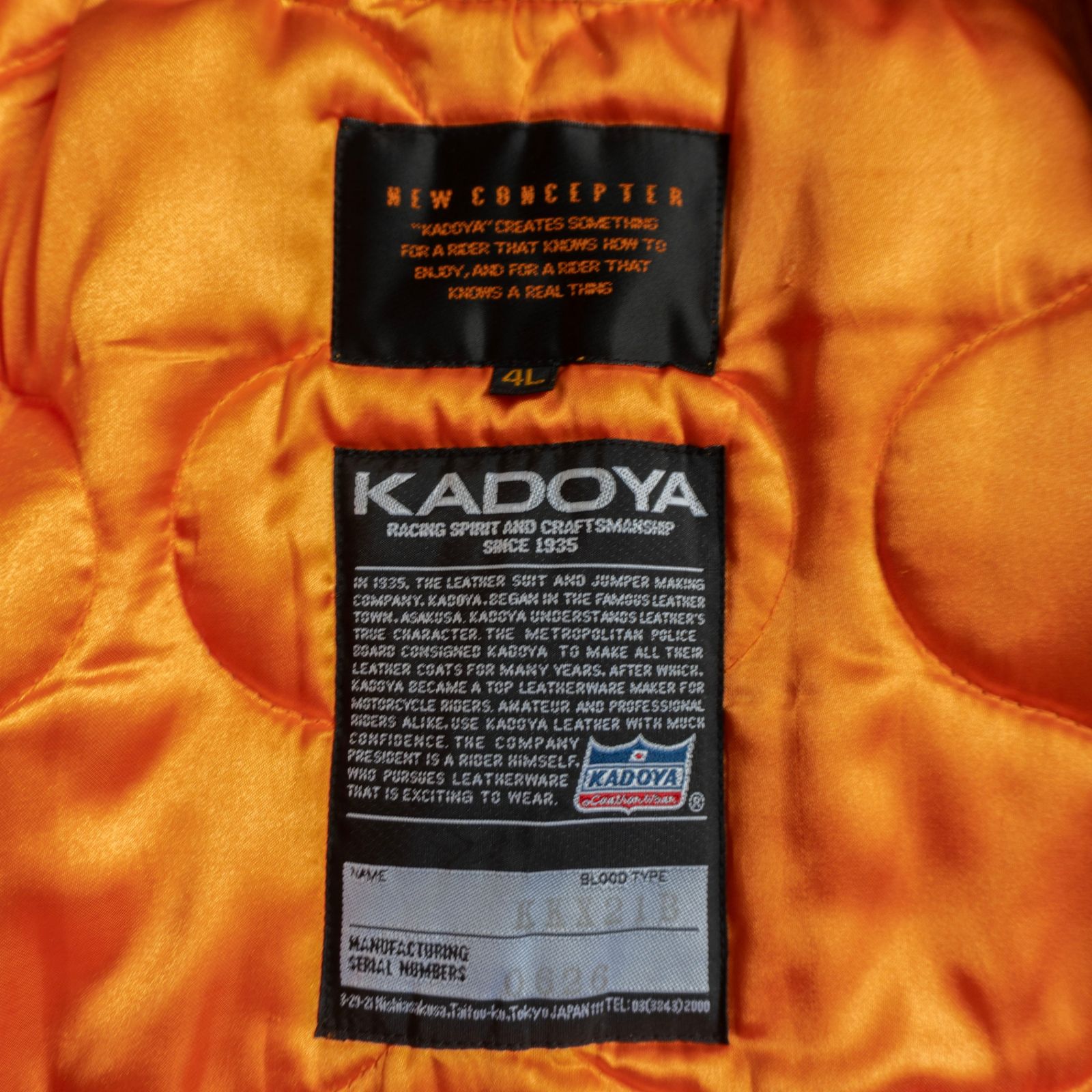 美品/ビッグサイズ】KADOYA【NEW CONCEPTER ライダースジャケット】4L