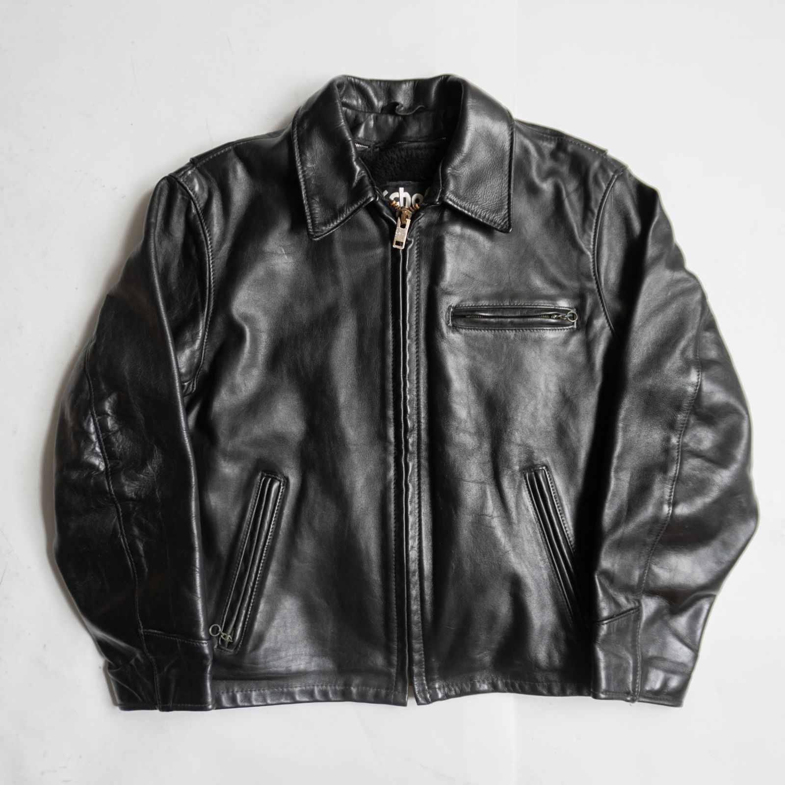 雰囲気抜群】SCHOTT【AT101/シングルライダースジャケット】40 襟