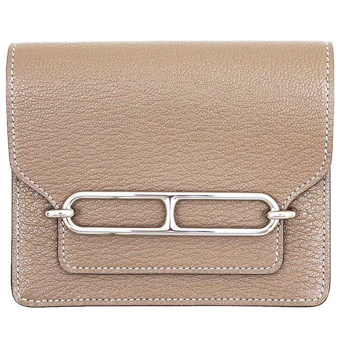 【未使用】HERMES エルメス ルリ スリム 二つ折り財布 ロウリス シルバー金具 ウエストポーチ ウォレット 財布 小物 ユニセックス パース・箱・袋付属 エトゥープ フランス製