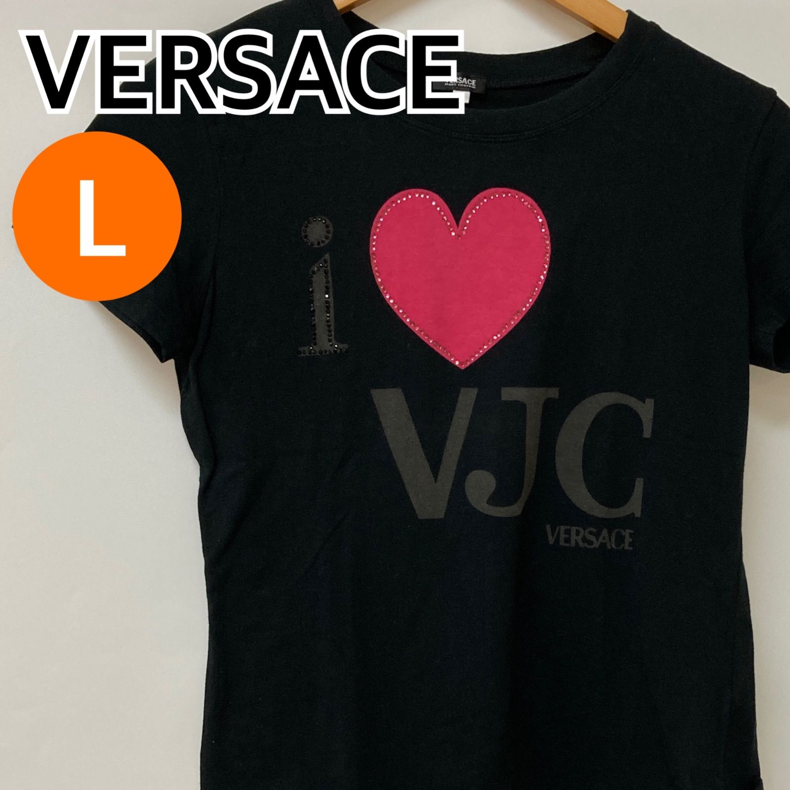 VERSACE ヴェルサーチ トップス 半袖 Tシャツ ブラック レディース L
