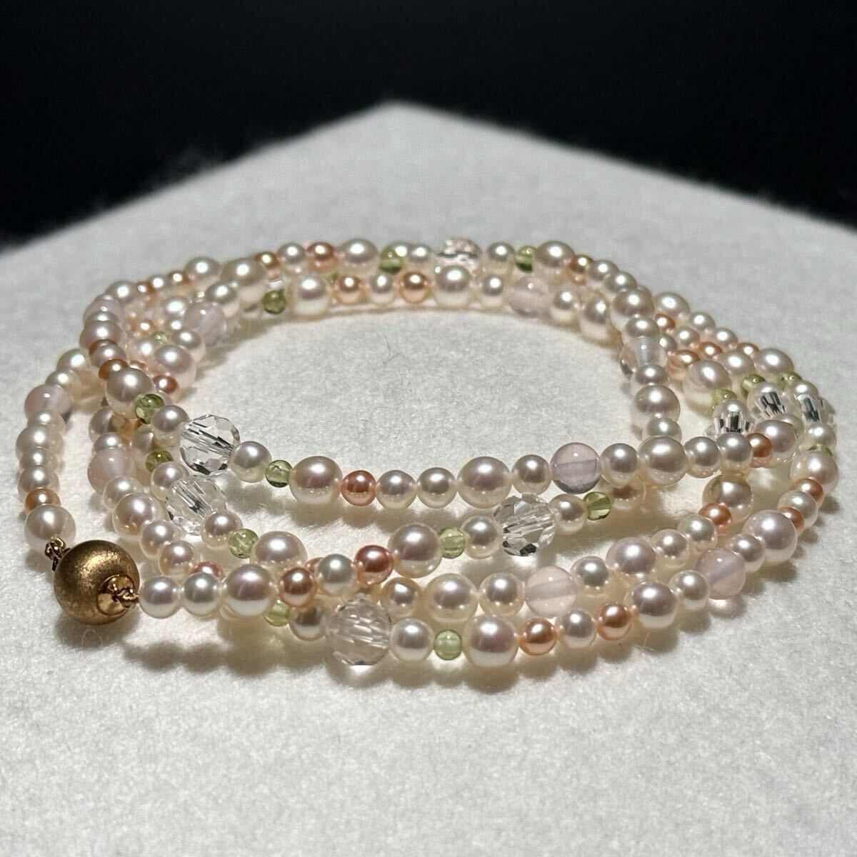 照り◎ TASAKI【K18】リアルパール マルチカラー 3.3〜5.4㎜ 88.0㎝ 26.0g 本真珠 ロングネックレス ベビーパールpearl タサキ 田崎 SS319