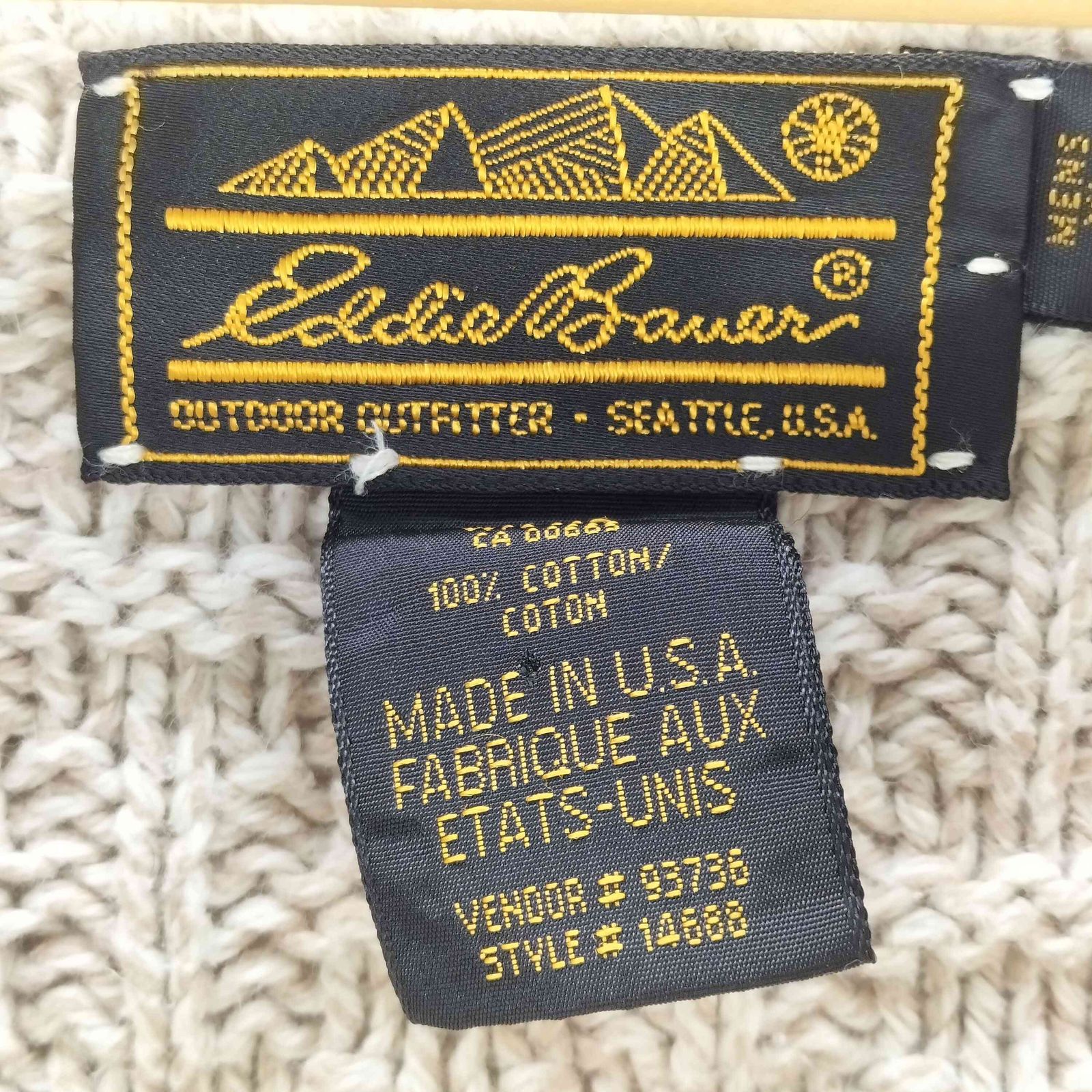 エディーバウアー Eddie Bauer 80S USA製 黒タグ 後期 ローゲージ