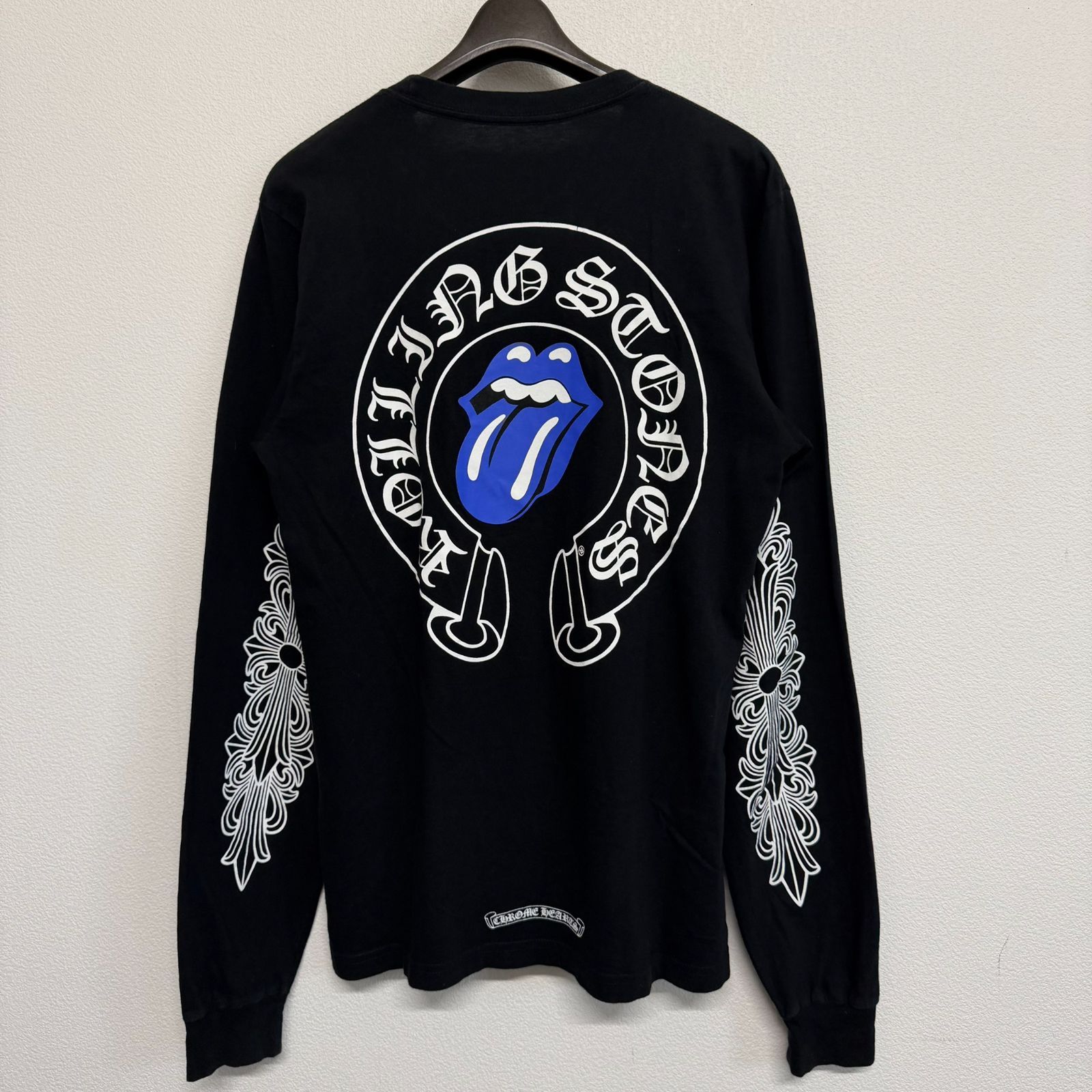 CHROME HEARTS Rolling Stones クロムハーツ ローリングストーンズ コラボ 黒 ブラック 青 ブルー 長袖 Tシャツ ロンT トップス カットソー メンズ レディース Mサイズ 美品 2725