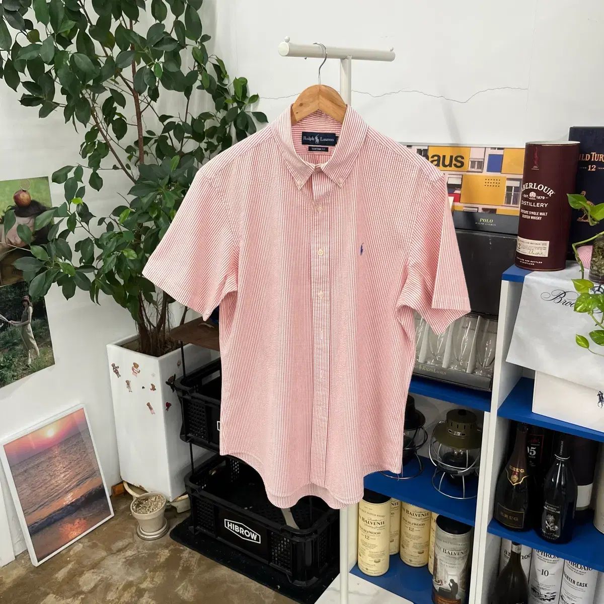 POLO RALPH LAUREN シアサッカー 半袖 シャツ L