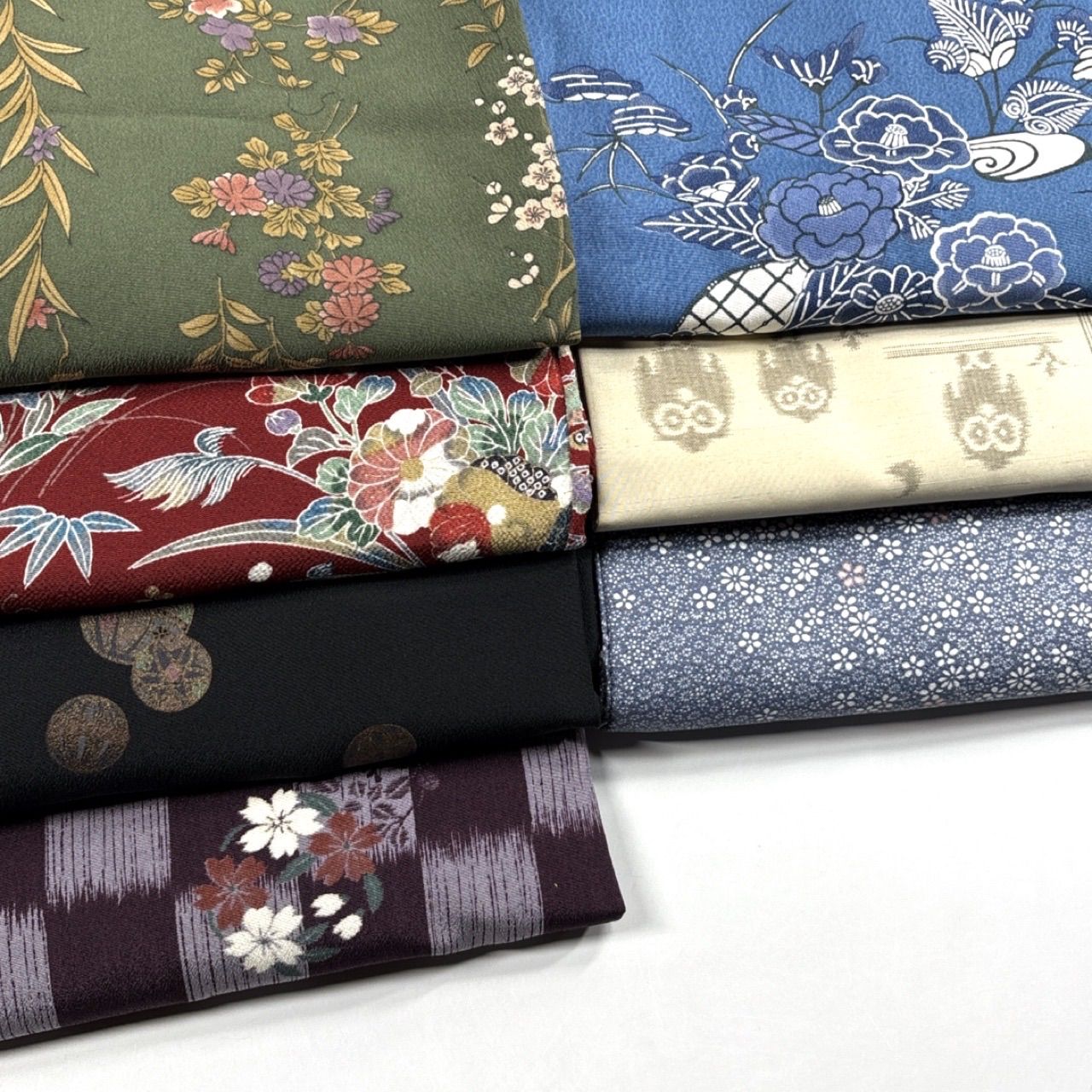 OWL70 振袖 7枚 着物まとめ売り 着用 リメイク 大量セット 単衣・袷 着物 7枚 ポリエステル 着物まとめ売り【6467】同梱購入歓迎