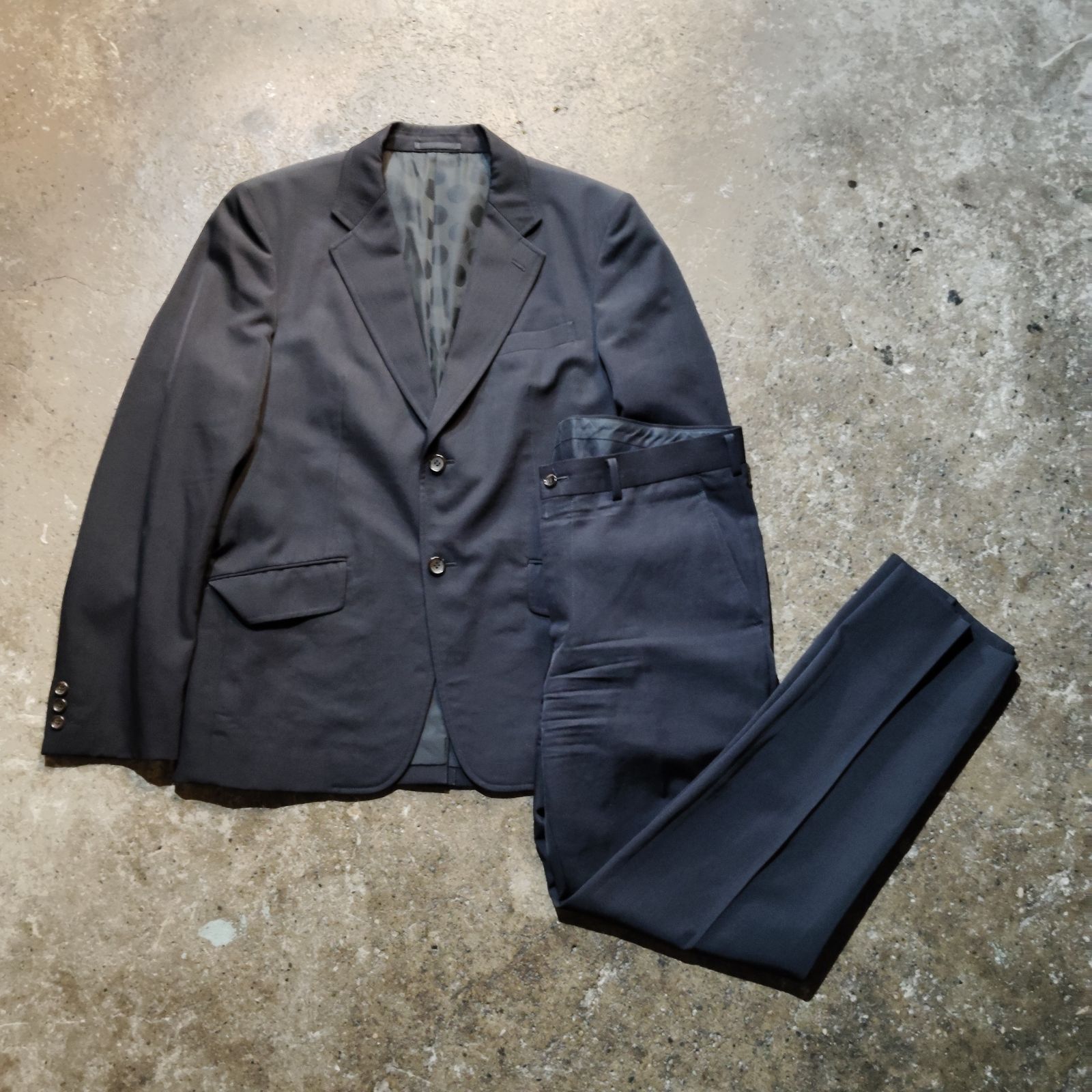 COMME des GARCONS HOMME 17aw ウールギャバ セットアップ 裏地ドット
