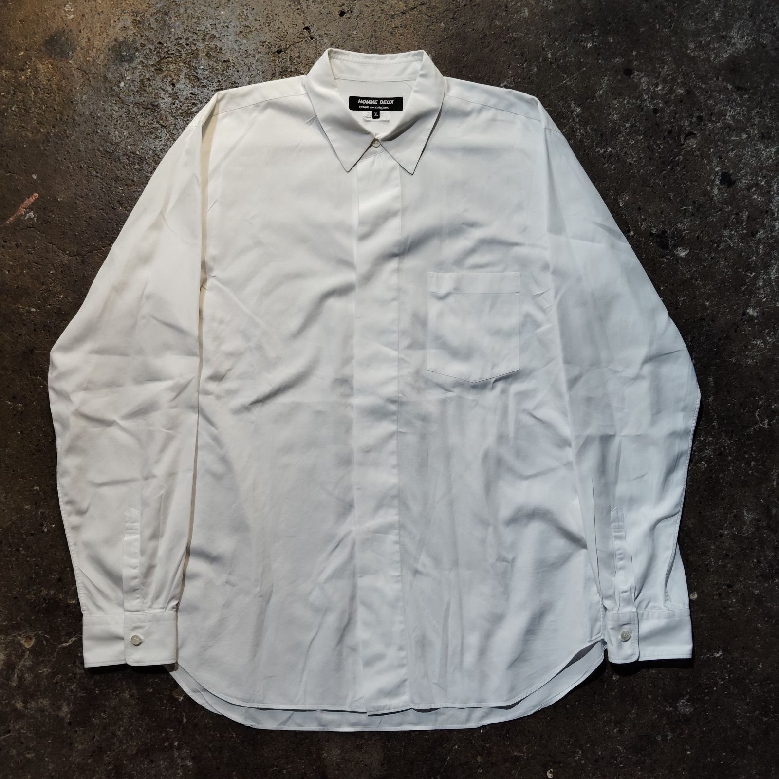 COMME des GARCONS HOMEE DEUX 23aw 比翼シャツ 長袖シャツ ホワイト XL コムデギャルソンオムドゥ 2023aw AD2023 DL-B032