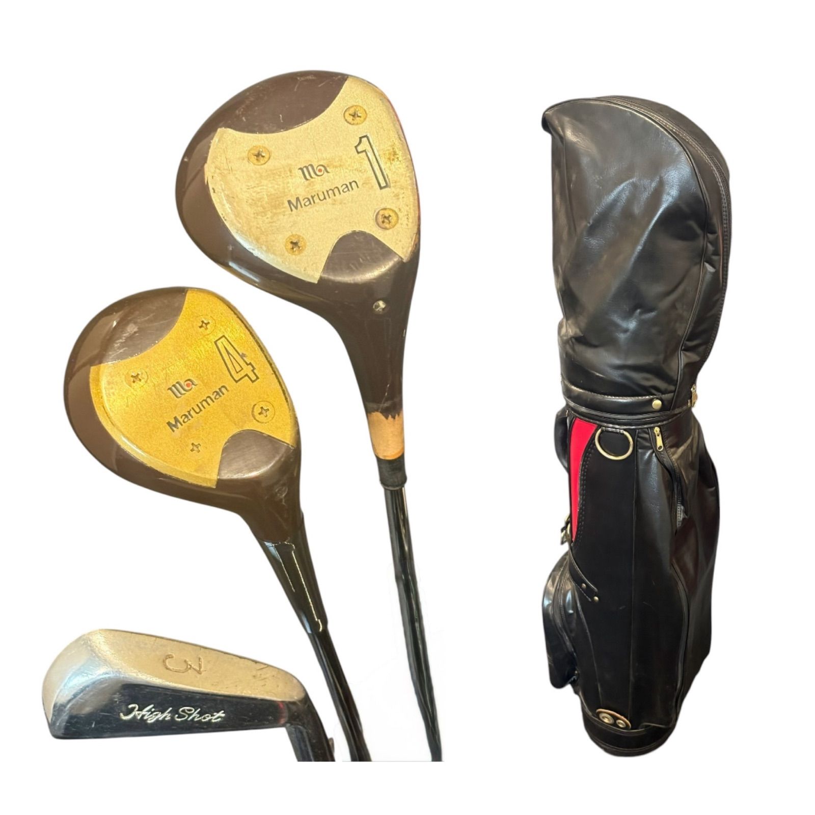 大阪府全域無料配送 近畿一部無料配送 中古品 MARUMAN マルマン high shot ハイショット レディース ゴルフクラブ&アイアン3本セット ゴルフバッグ付き