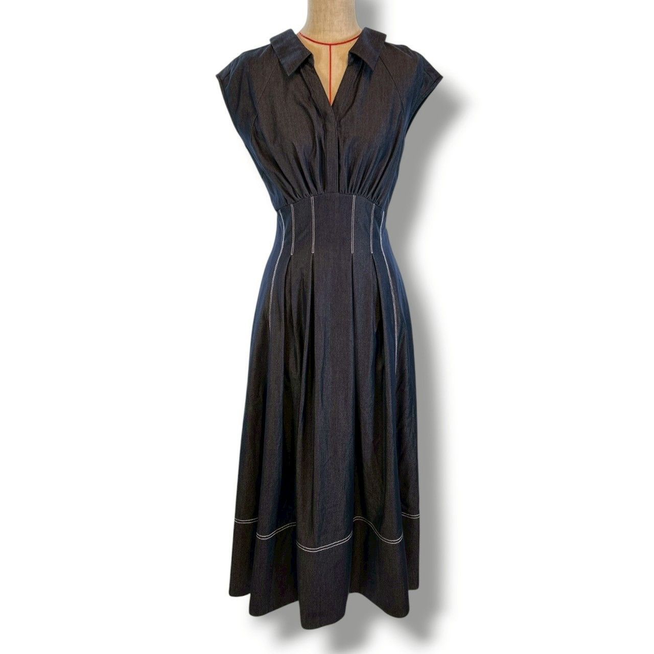 Her lip to ハーリップトゥ Montecristo French Sleeve Dress ワンピース ロング丈 スキッパーカラー 紺 ネイビー S レディース 夏 ゴーゴー古着マルイ草加店 23 No.久2340