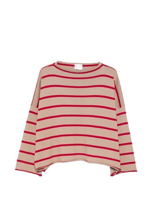 BEYOU カシミア＆コットンストライプセーター 送料無料