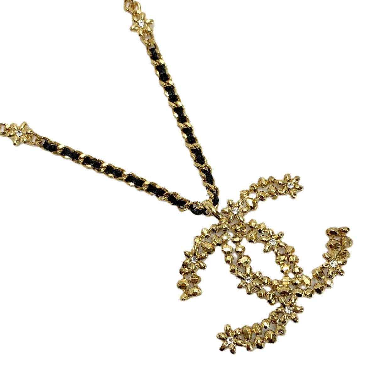 CHANEL シャネル 小花モチーフ ココマーク ネックレス E23A ゴールド