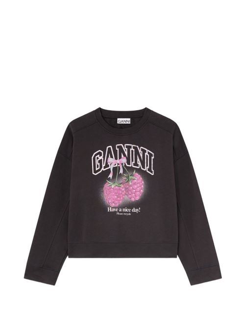 GANNI ラズベリーコットンスウェットシャツ 送料無料