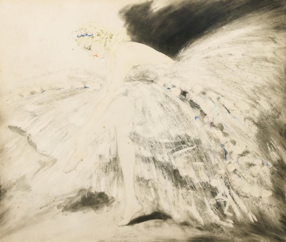 真作】【WISH】ルイ・イカール Louis Icart「バレリーナ」銅版画 10号