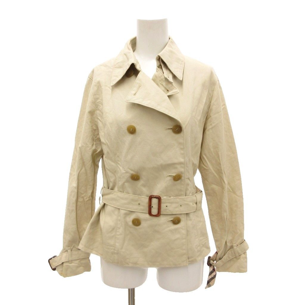 バーバリー ロンドン BURBERRY LONDON トレンチコート ハーフ丈 ダック地 ダブル 160A ベージュ /JS ■GY03