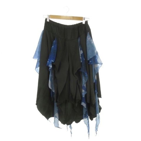 シヴァーライズ CIVARIZE ガウチョパンツ F 黒 ブラック 青 ブルー サテン フリル シアー ウエストゴム 1393601600 /MN37 ■GY01