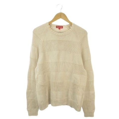 シュプリーム SUPREME ニット セーター M ベージュ ボーダー柄 ラウンドネック 長袖 /MN30 ■GY01