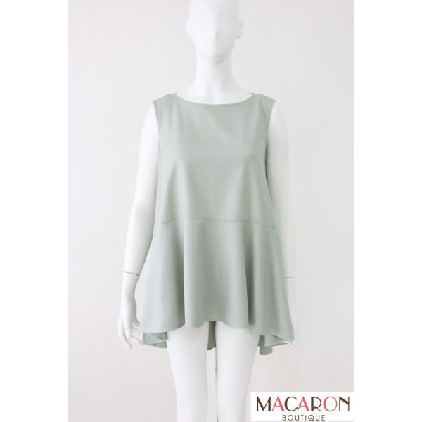 FOXEY　裾フレアノースリーブブラウス　43467　2023年商品　緑/グリーン系　フォクシー