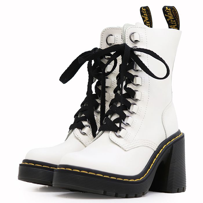 SALE【廃版/希少/極美品】Dr.Martens ドクターマーチン CHESNEY 8ホールブーツ レディース チャンキーヒール 厚底 レースアップ シューズ 靴 ホワイト 白 ベトナム製