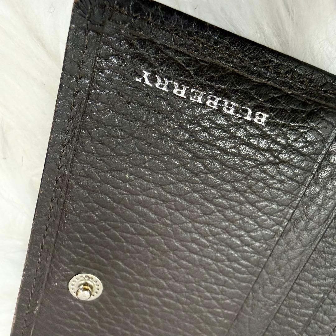 BURBERRY バーバリー ノバチェックがま口レザー二つ折り財布 シボ革