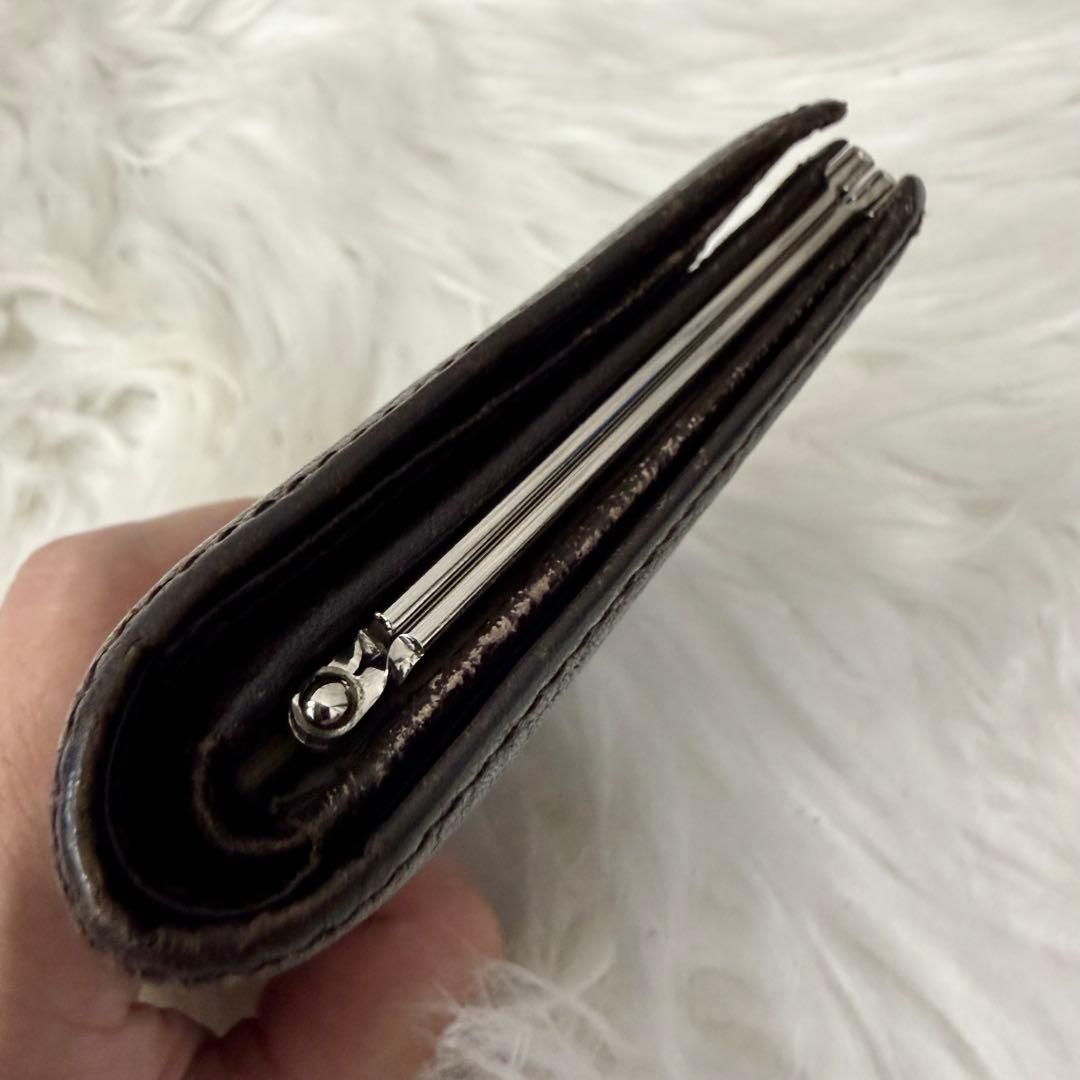 BURBERRY バーバリー ノバチェックがま口レザー二つ折り財布 シボ革