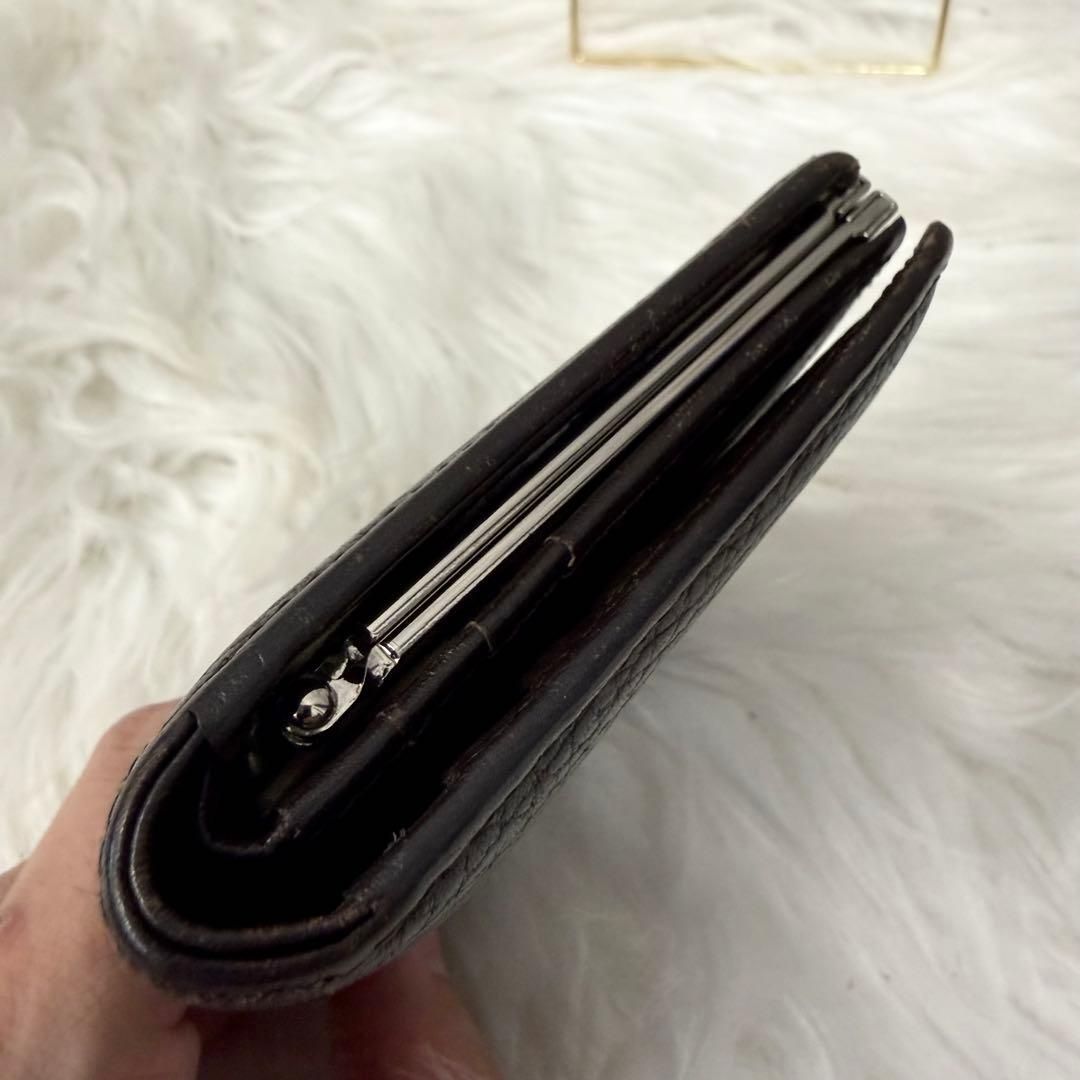 BURBERRY バーバリー ノバチェックがま口レザー二つ折り財布 シボ革