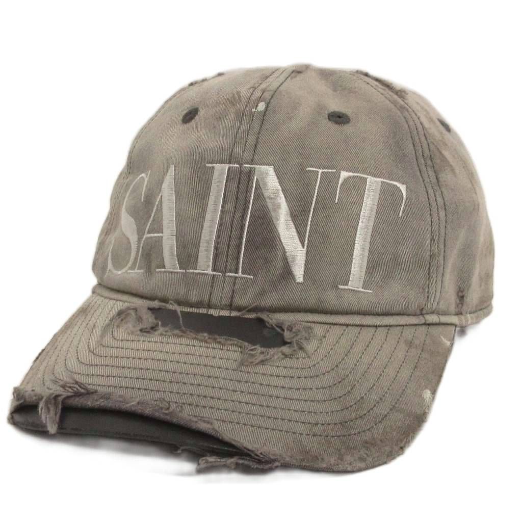 セントマイケル SAINTMICHAEL タグ付き 26SS Saint Mxxxxxx Cap Saint Charcoal キャップ ロゴ刺繍 ダメージ加工 sm-mk8-0000-082 灰色 グレー OS 帽子