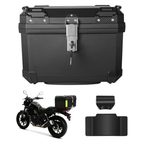 【新品】Rockykey リアトランク 57L リアボックス トップケース 大容量 防水 防犯対策 高強度ポリプロピレン レストバック付き 取付ベース付属 バイクボックス BLACK c98b4997