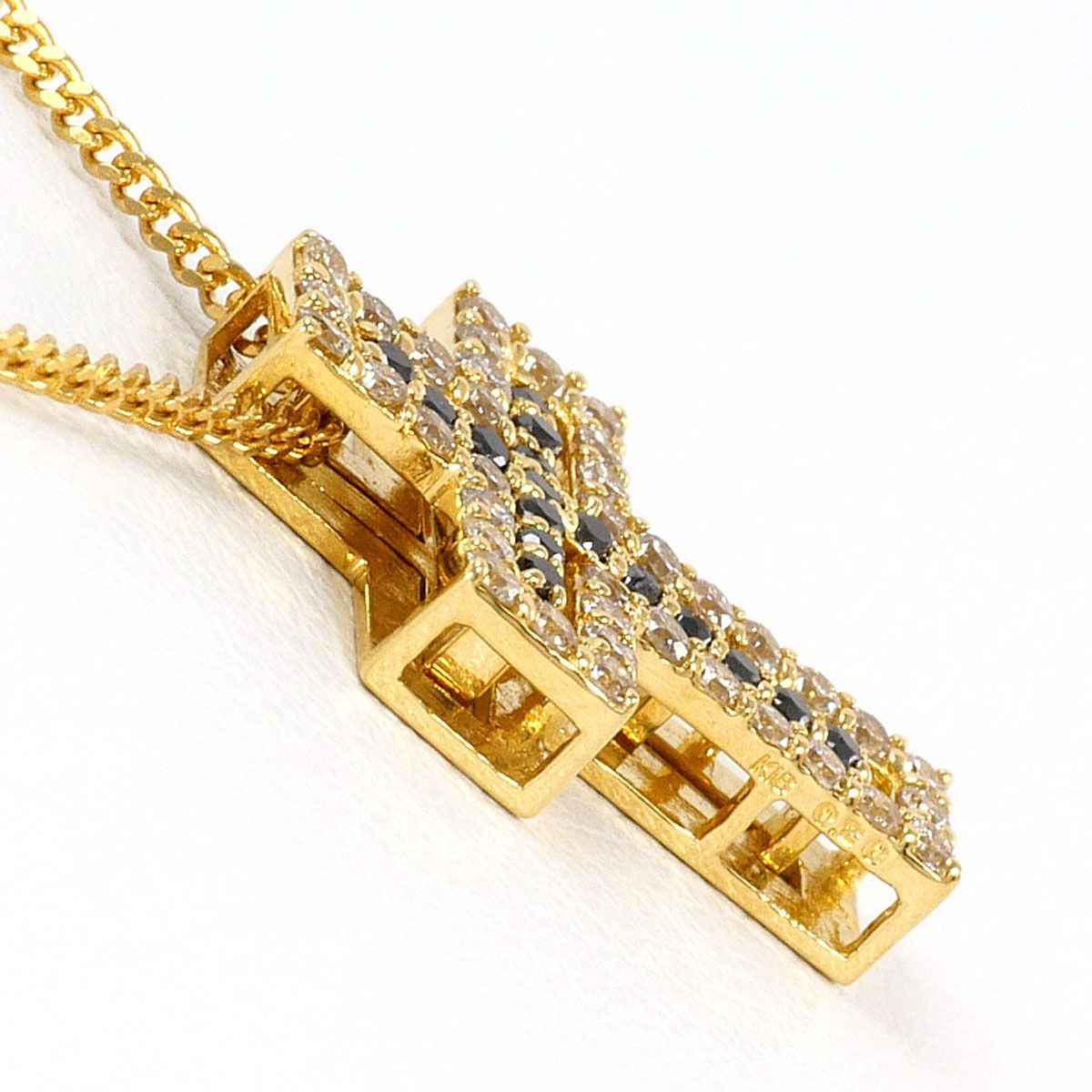 K18YG ネックレス ブラックダイヤ 0.07ct ダイヤモンド 0.20ct カード 