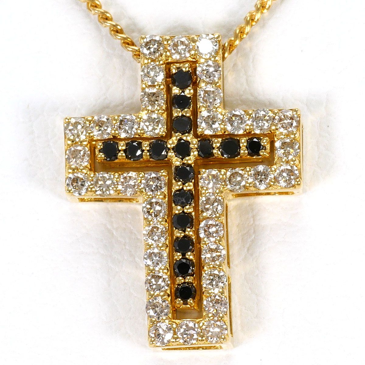 K18YG ネックレス ブラックダイヤ 0.07ct ダイヤモンド 0.20ct カード